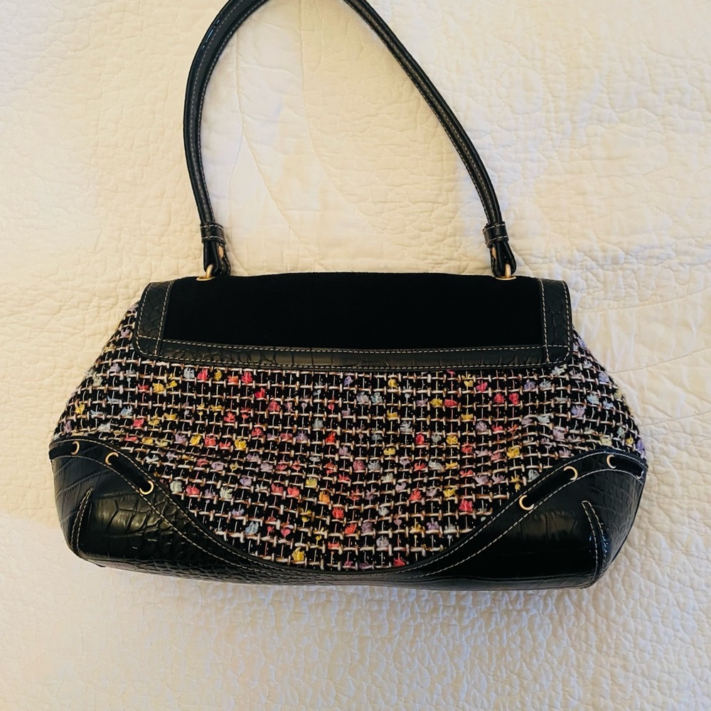 Liz Claiborne Black and Multicolor Tweed Shoulder Bag - Picture 4 of 8